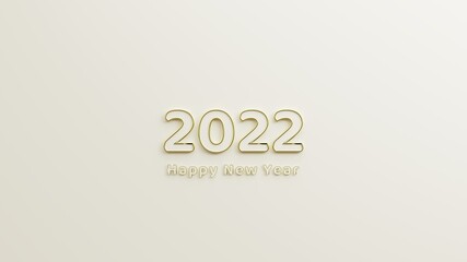 happy new year 2022 gold text with grey elegant background. copy space grey background. 3d illustration rendering