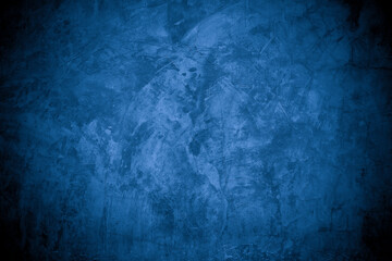Old wall pattern texture cement blue dark abstract  blue color design are light with black gradient background.