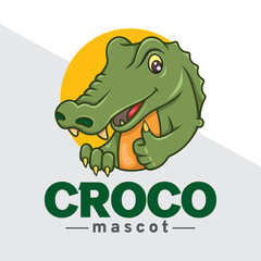 Cute crocodile cartoon mascot logo