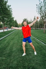 athletic man in park crossfit lifestyle workout