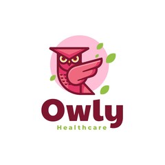 Vector Logo Illustration Owl Simple Mascot Style.