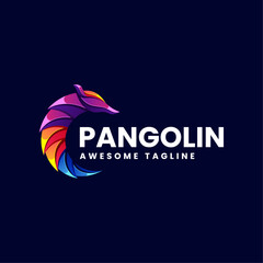 Vector Logo Illustration Pangolin Gradient Colorful Style.