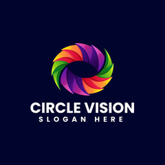 Vector Logo Illustration Circle Vision Gradient Colorful Style.