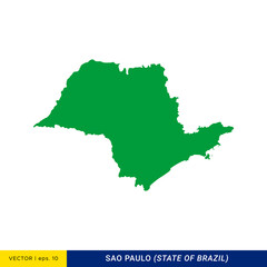Detailed Map of Sao Paulo - State of Brazil Vector Illustration Design Template