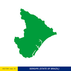Detailed Map of Sergipe - State of Brazil Vector Illustration Design Template - obrazy, fototapety, plakaty