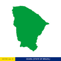 Detailed Map of Ceara - State of Brazil Vector Illustration Design Template