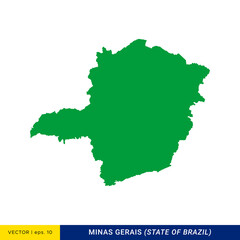 Fototapeta premium Detailed Map of Minas Gerais - State of Brazil Vector Illustration Design Template