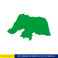 Detailed Map of Rio Grande do Norte - State of Brazil Vector Illustration Design Template