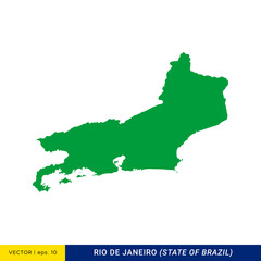 Detailed Map of Rio de Janeiro - State of Brazil Vector Illustration Design Template