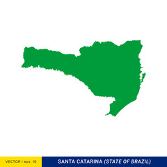 Detailed Map of Santa Catarina - State of Brazil Vector Illustration Design Template