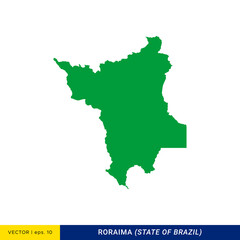 Detailed Map of Roraima - State of Brazil Vector Illustration Design Template