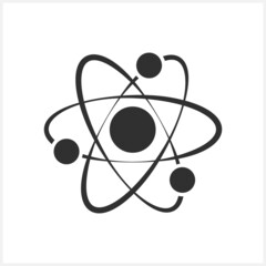 Molecule icon isolated. Atom or ion symbol. Stencil vector stock illustration. EPS 10