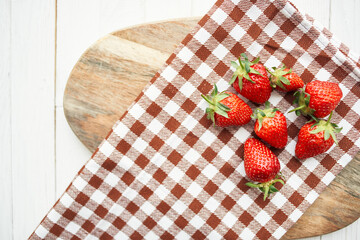 fresh strawberry summer fruit vitamins dessert checkered tablecloth