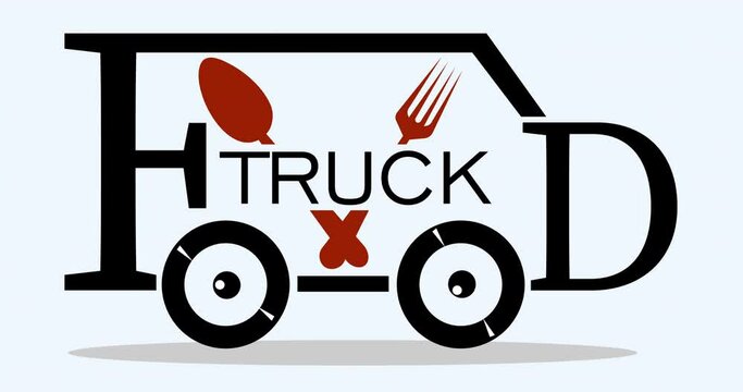 abstract minimal street food or delivery truck animated logo