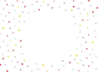 紙吹雪の背景　中心にコピースペース　ポップなカラー　パーティ　装飾　飾り　明るい色味　花柄