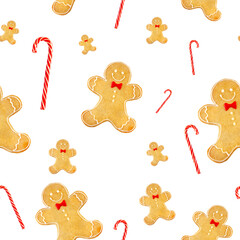 Christmas geometric seamless pattern with cookies