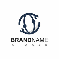 Service And Repair Logo Template,  Service Space With Planet Symbol