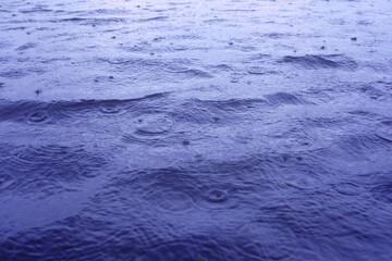 drops on water background, toning in color of the year very peri violet