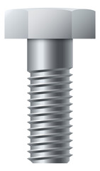 Hex metal fastener. Realistic stainless steel bolt