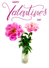 Happy Valentine's day! Card, online banner, greeting card, Flat lay on Valentine's Day