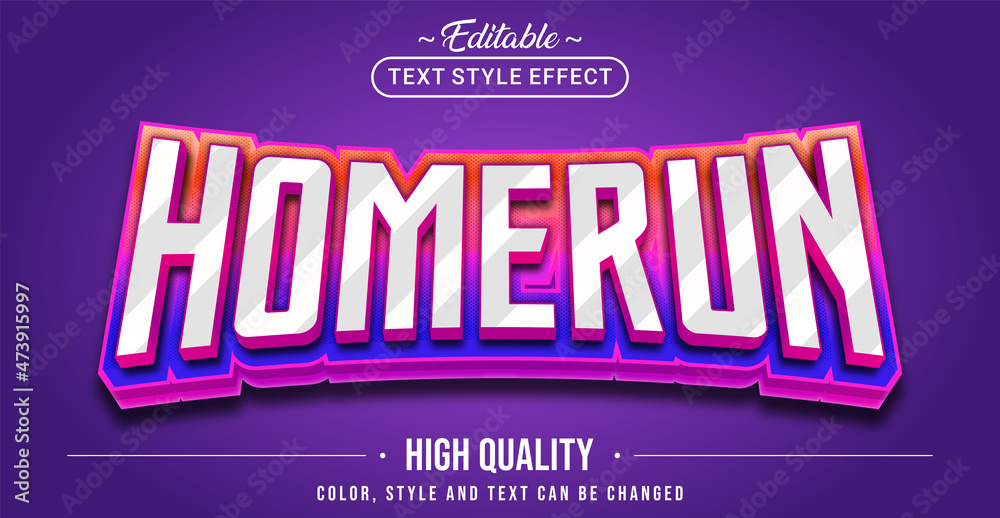 Poster Editable text style effect - Homerun text style theme.