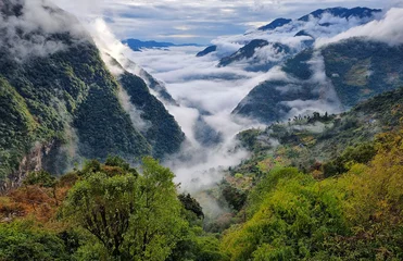 Crédence en verre imprimé Annapurna Cloudy day in Annapurna region