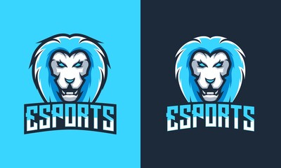 lion esport logo design vector illustration