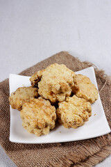 Homemade sweet scones on table.