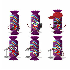 A Cute Cartoon design concept of purple long candy package singing a famous song
