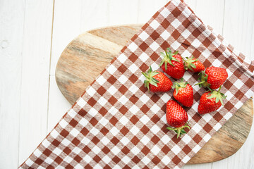 fresh strawberry summer fruit vitamins dessert checkered tablecloth