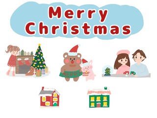 set of Christmas cartoon poster