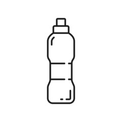 Water bottle or energetic drink container outline icon. Sport nutrition and diet thin line sign, fitness workout and body training outline vector pictogram or symbol with soda or mineral water bottle