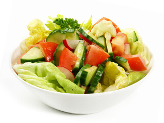 Mixed Salad in a small Bowl isolated on white Background