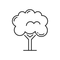 Tropical tree jungle forest object isolated thin line icon. Vector environment protection, landscape architecture exotic tree. Exotic beach garden decor element, tree spring or summer object