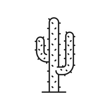 recommend clip art: Mexican giant cardon prickly cacti isolated thin line icon. Vector desert exotic tropical plant, tall spiky tree outline plant. Indians cacti with thorns, abstract western cacti, jungle forest tree