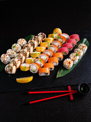 sushi on the black stone