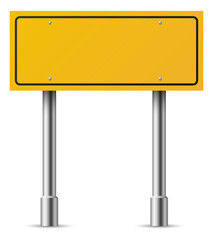 Road information board template. Empty yellow street sign