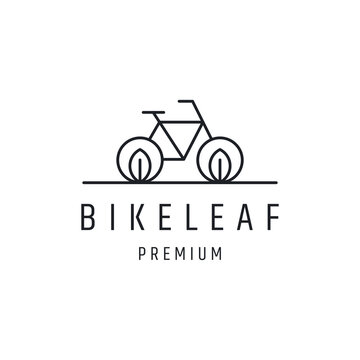 Bike Leaf Logo design with Line Art On White Backround