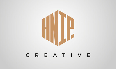 letters HNIP creative polygon hexagon logo victor template