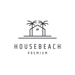 House Beach Logo design with Line Art On White Backround
