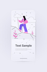 businesswoman climbing on mountain business woman working to achieve goal concept