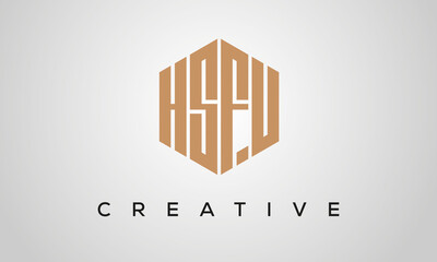 letters HSFU creative polygon hexagon logo victor template