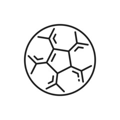 Obraz premium Soccer and football ball isolated thin line monochrome icon. Vector football ball symbol of German sport hobby, soccer playing equipment. Sport club mascot, college or university tournament emblem
