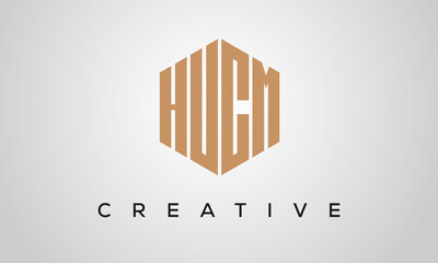 letters HUCM creative polygon hexagon logo victor template