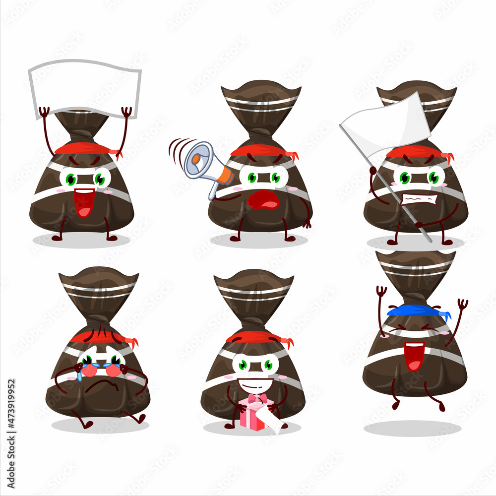 Sticker Mascot design style of chocolate candy wrappers character as an attractive supporter