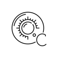 Fototapeta premium Celsius degree outline glyph isolated thin line icon. Vector meteorology symbol for travel, tourism and weather web site and apps design, UI game. Summertime, sunshine with sun, hot temperature