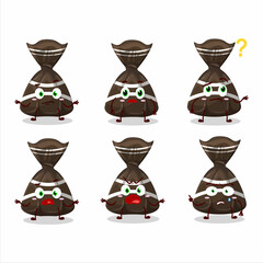 Cartoon character of chocolate candy wrappers with what expression