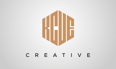 letters KCUE creative polygon hexagon logo victor template