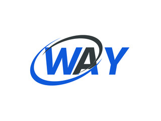WAY letter creative modern elegant swoosh logo design