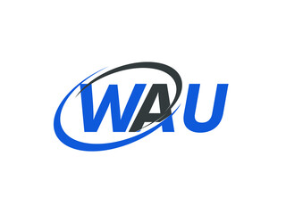WAU letter creative modern elegant swoosh logo design